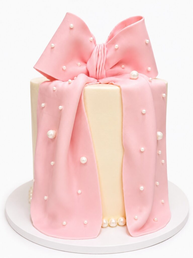 Pink Bow Draped cake