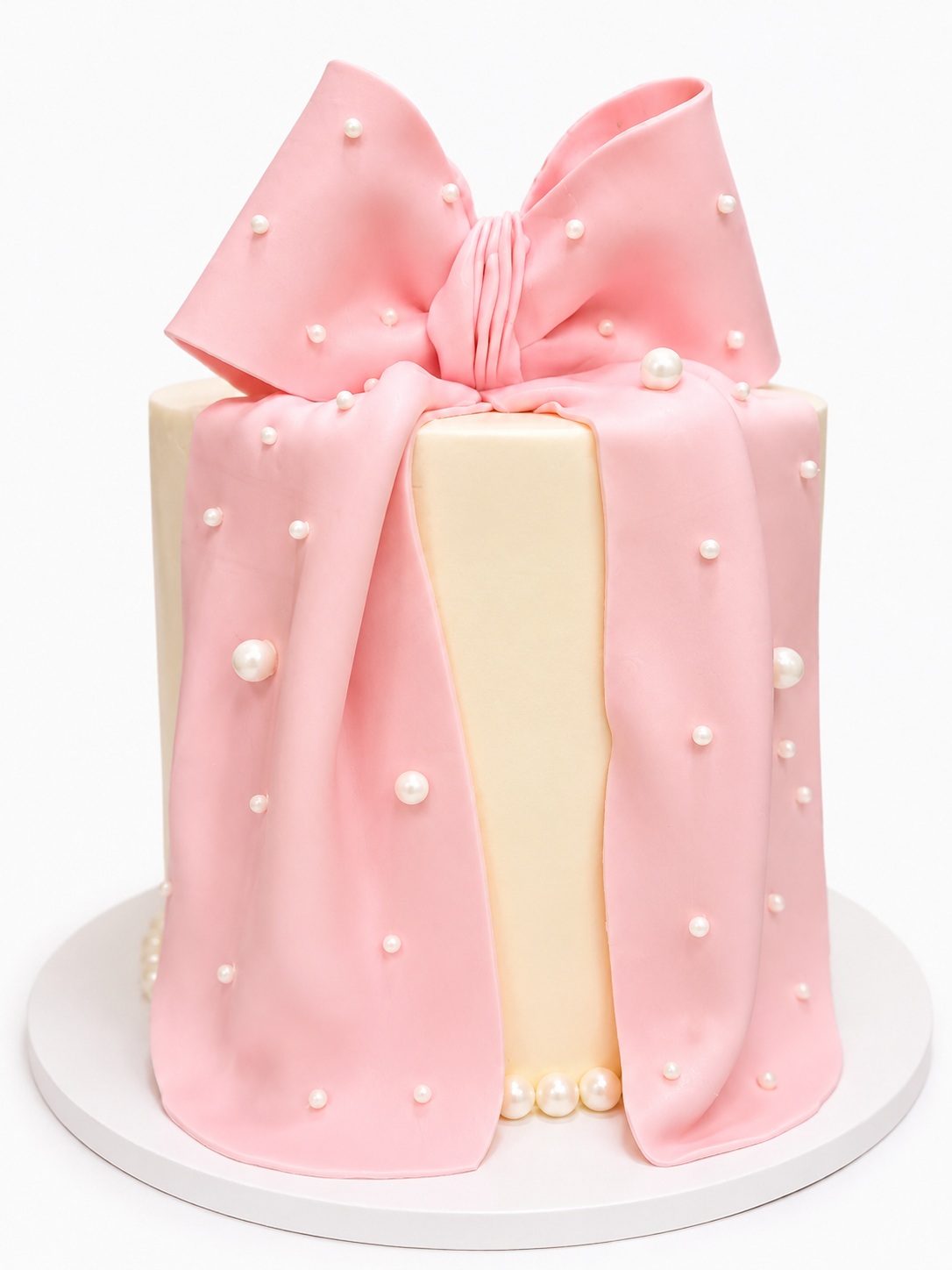 Pink Bow Draped cake
