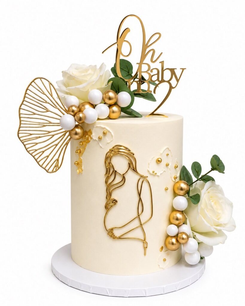 Pregnant Lady Modern Baby Shower Cake