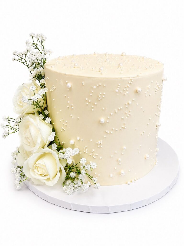 Elegant Pearl Rose Cake