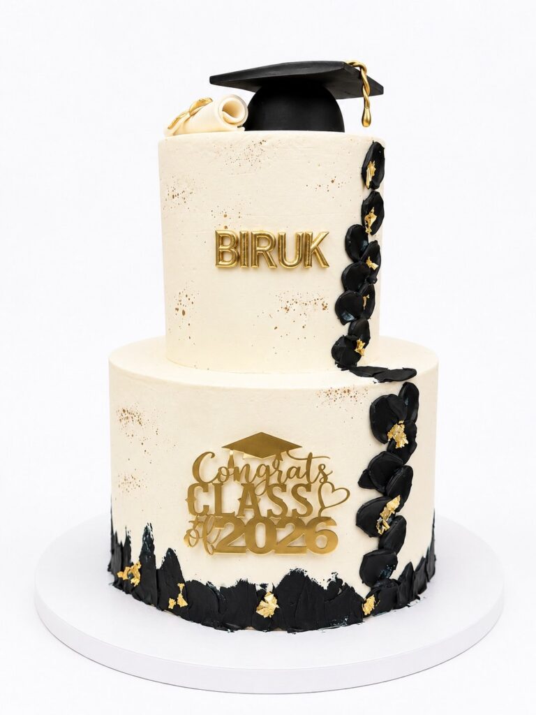 Black and Gold Graduation Cake