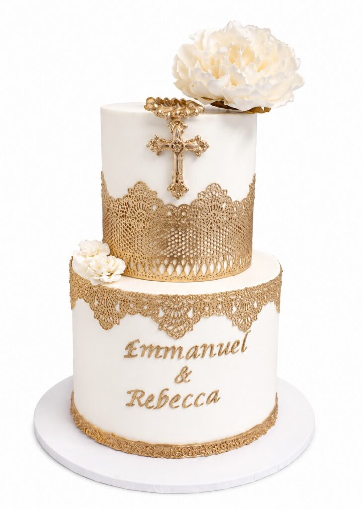Gold Lace Cross Cake