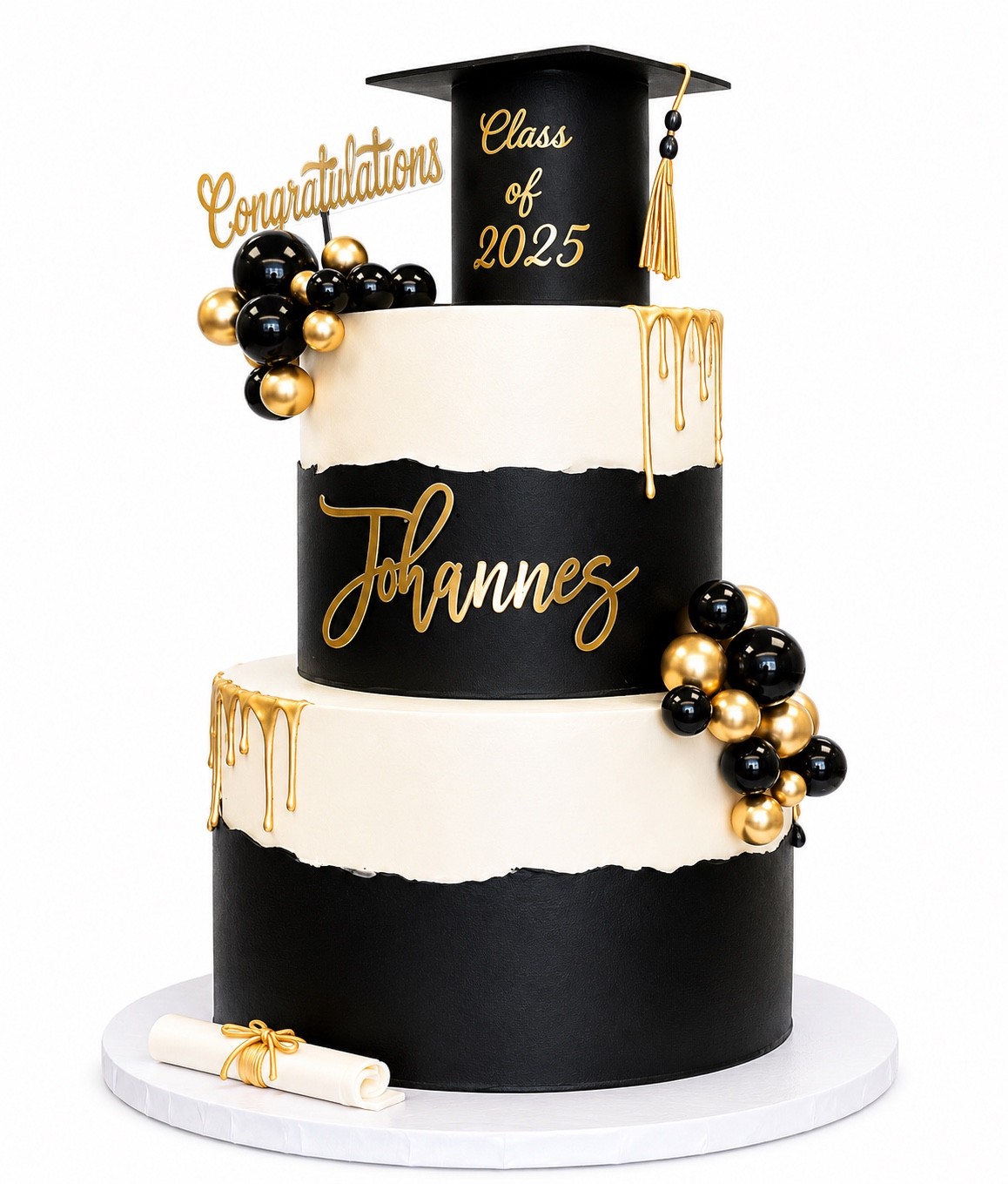 Black & Gold Graduation Cake