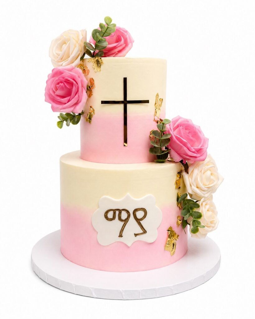 Pink Baptism Cake