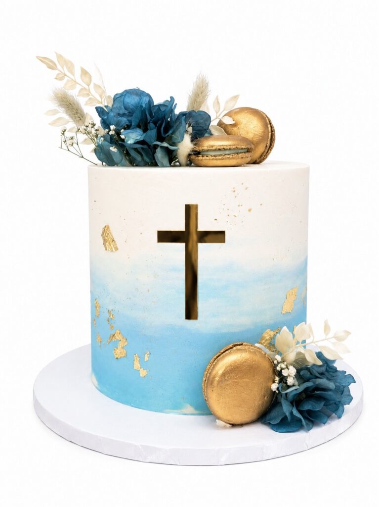 Blue Baptism & Christening Cake