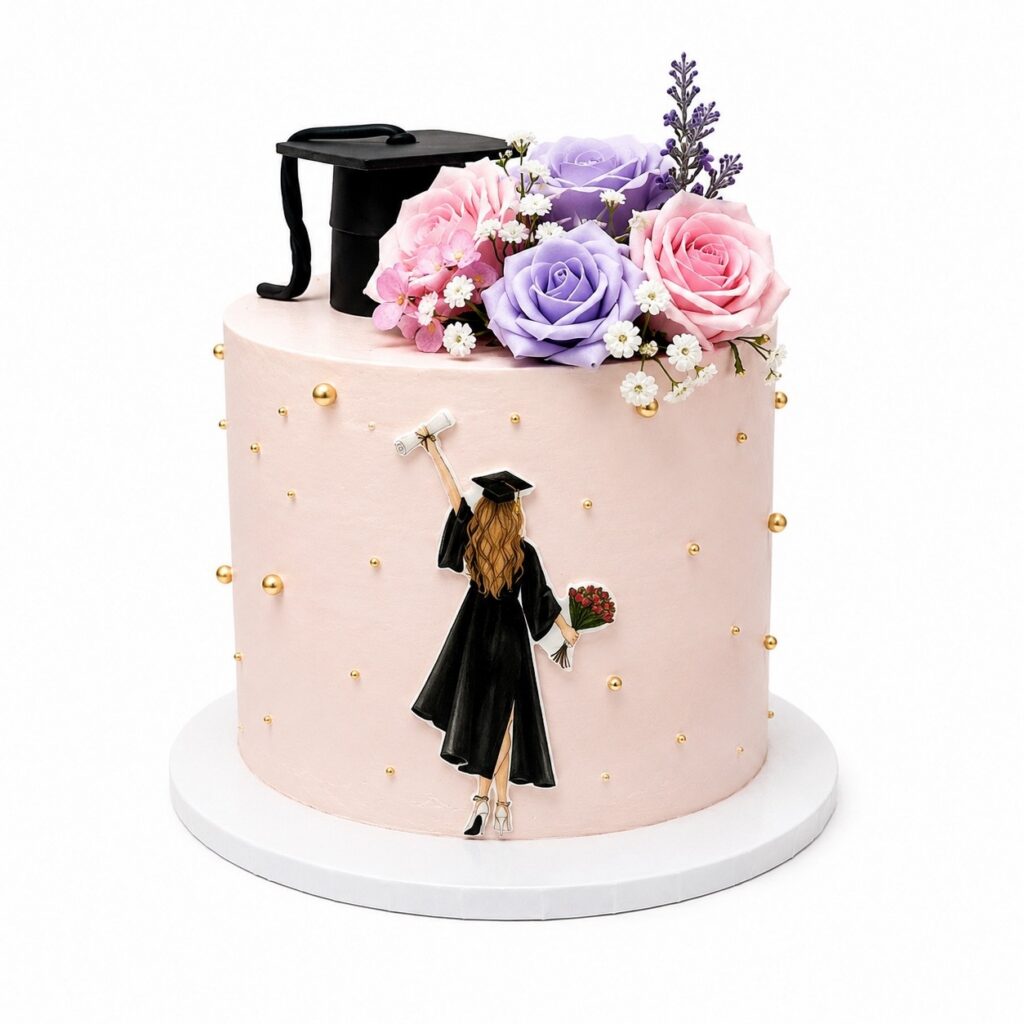 Graduation Floral Cake