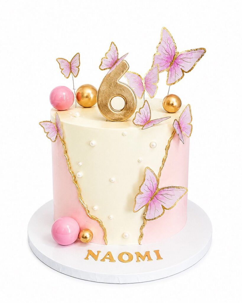 Pink & White Butterfly Cake
